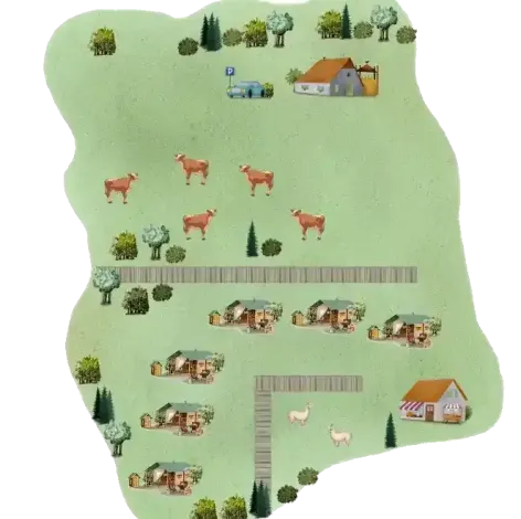 FR - fermette des 3 tilleuls - Plan de la fermette des 3 tilleuls avec 6 écolodges dans sa ferme